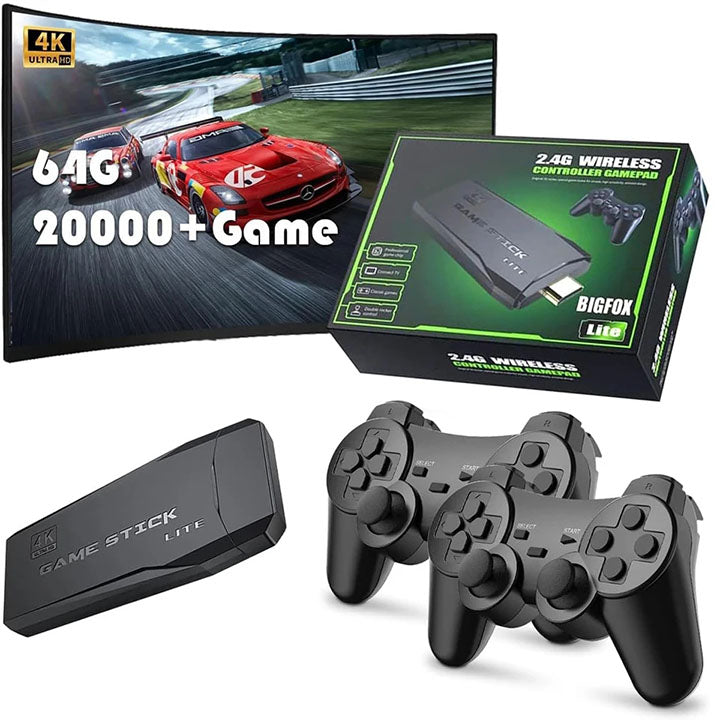 GAME STICK 4K جهاز ألعاب الفيديو الكلاسيكية مع أكثر من 10 ألاف لعبة كلاسيكية للعب