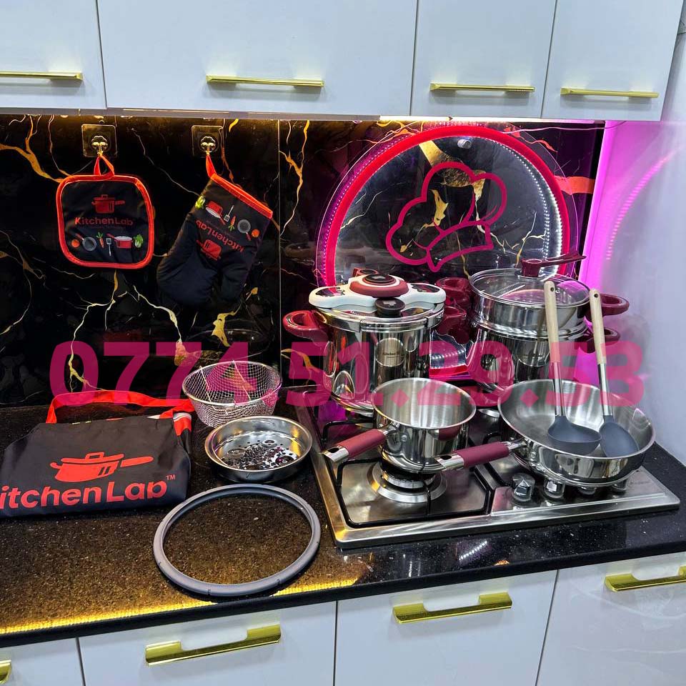 (T) PACK COCOTTE MINUTE 16 PCS KITCHEN LAB 100% INOX 18/10  (116) طقم المطبخ الفخم 16 قطعة من الأنوكس