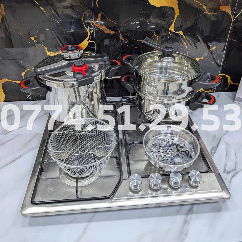 (T) SERIE COCOTTE MINUTE 7 PCS 18/10 INOX 100% ALIMENTAIRE (096) جودة فخمة و أداء قوي لمطبخك 🔥