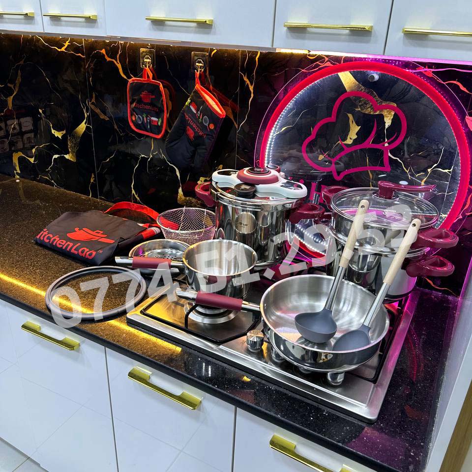 (T) PACK COCOTTE MINUTE 16 PCS KITCHEN LAB 100% INOX 18/10  (116) طقم المطبخ الفخم 16 قطعة من الأنوكس