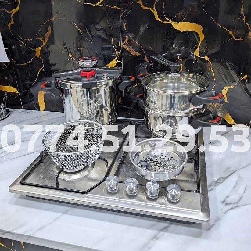 (T) SERIE COCOTTE MINUTE 7 PCS 18/10 INOX 100% ALIMENTAIRE (096) جودة فخمة و أداء قوي لمطبخك 🔥