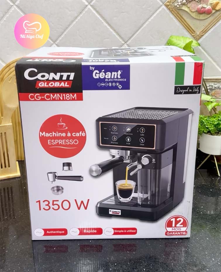 (T) Machine à café Espresso CONTI GLOBAL 7 EN 1 1350 Watt ماكنة الإسبرسو المنزلية