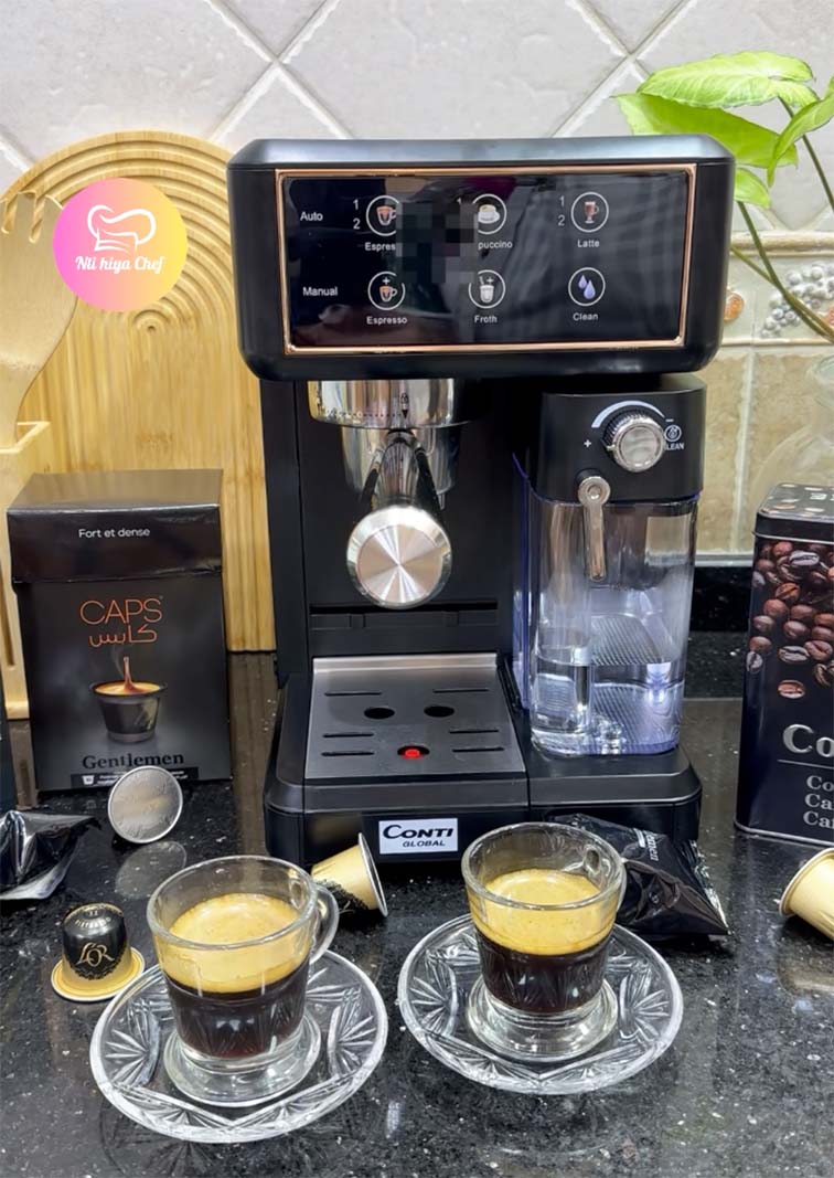 (T) Machine à café Espresso CONTI GLOBAL 7 EN 1 1350 Watt ماكنة الإسبرسو المنزلية