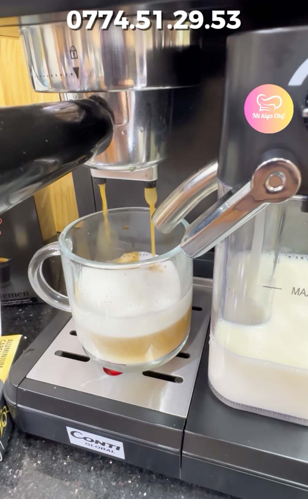 (T) Machine à café Espresso CONTI GLOBAL 7 EN 1 1350 Watt ماكنة الإسبرسو المنزلية