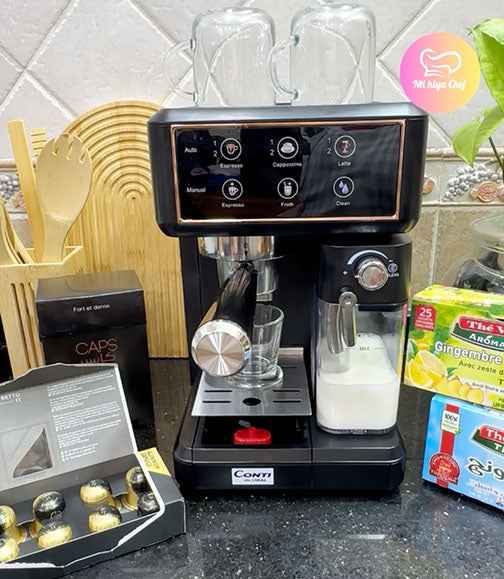 (T) Machine à café Espresso CONTI GLOBAL 7 EN 1 1350 Watt ماكنة الإسبرسو المنزلية