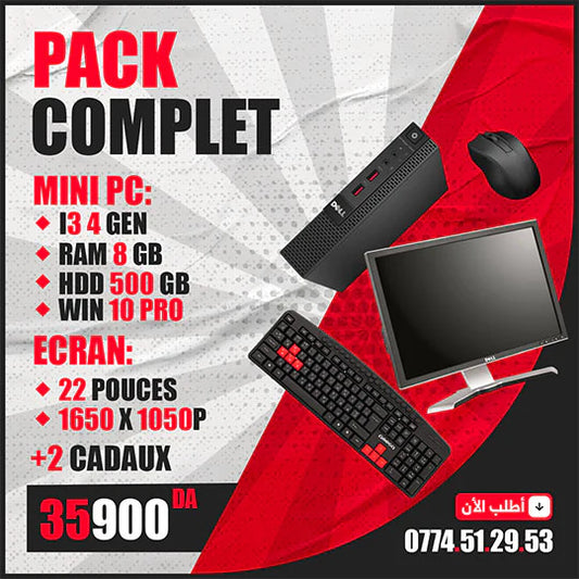 (T) MINI UNITE DELL OPTIPLEX 9020 i3-4EME - 8GB - 500 GB + ECRAN DELL 22 POUCES + 2 CADEAUX GRATUITS