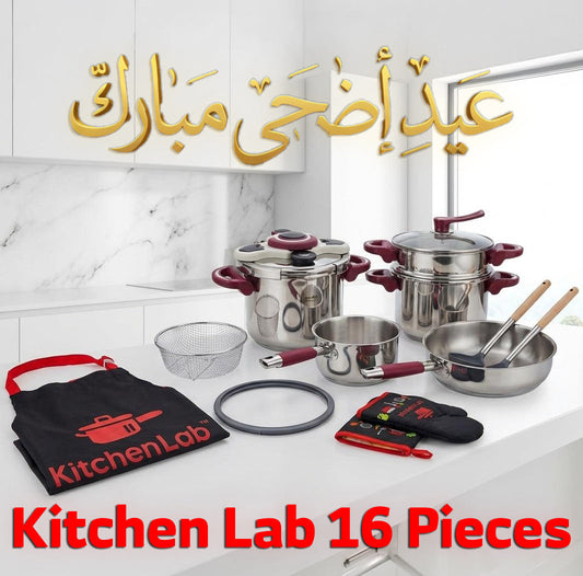 (T) PACK COCOTTE MINUTE 16 PCS KITCHEN LAB 100% INOX 18/10  (116) طقم المطبخ الفخم 16 قطعة من الأنوكس
