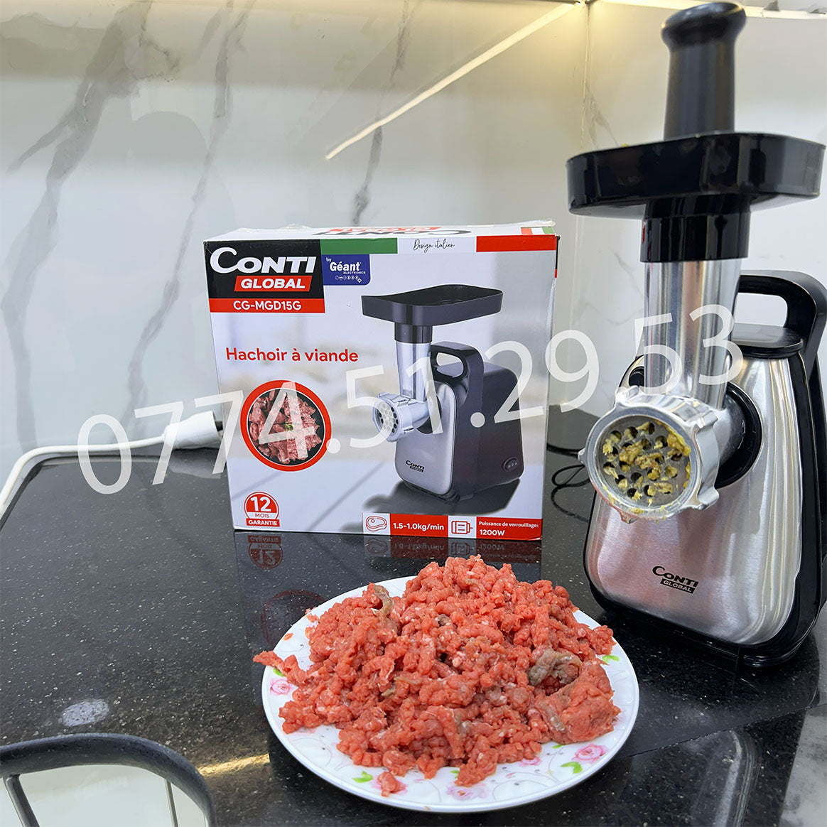 (T) HACHOIR A VIANDE ELECTRIC CONTI-GLOBALE BY GEANT 1.5Kg/Min - 1200Watt (125)