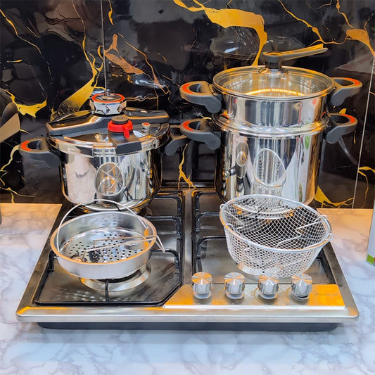 (T) SERIE COCOTTE MINUTE UNIPRO 8 PCS 18/10 INOX 100% ALIMENTAIRE جودة فخمة و أداء قوي لمطبخك 🔥